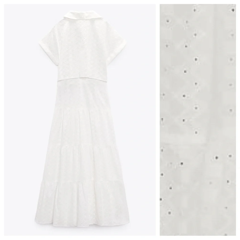 Zara White Eyelet Midi Dress - Picture 7 of 11